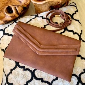 Faux leather tan Clutch